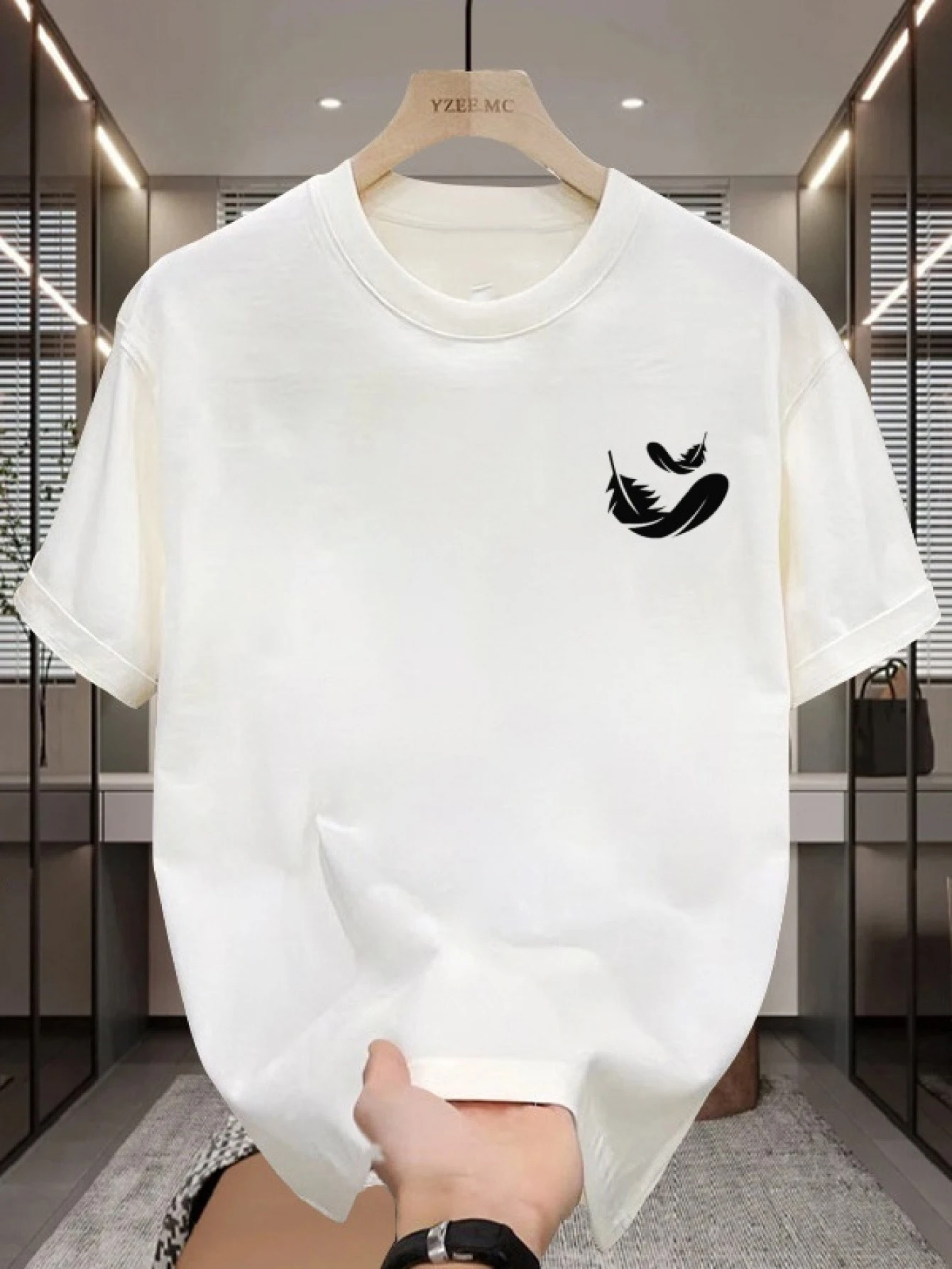 

Men'S 100% Cotton Casual Short-Sleeve T-Shirt with a Round Neck Trendy Design Versatile for Summer Featuring Print Patterns