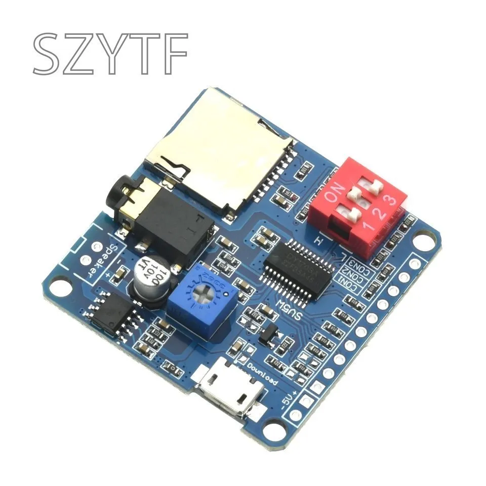 Voice Sound Playback Module Arduino MP3 Player Module UART I/O Trigger Class D Amplifier Board 5W 8M Storage DY-SV5W SD/TF Card