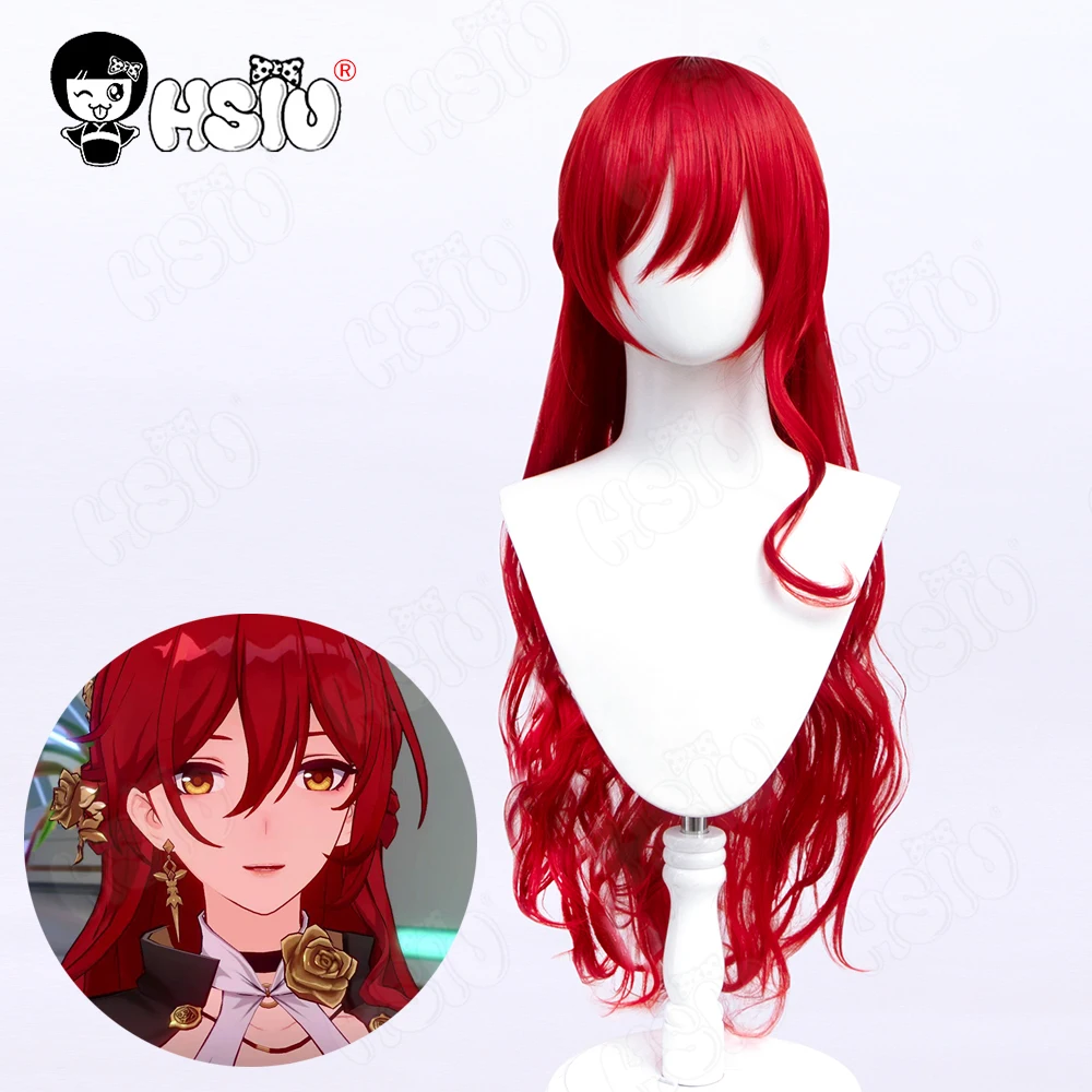 

Himeko Cosplay Wig Fiber synthetic wig Game Honkai Star Rail Cosplay Wig「HSIU 」Big red long curly Wig+Wig Cap