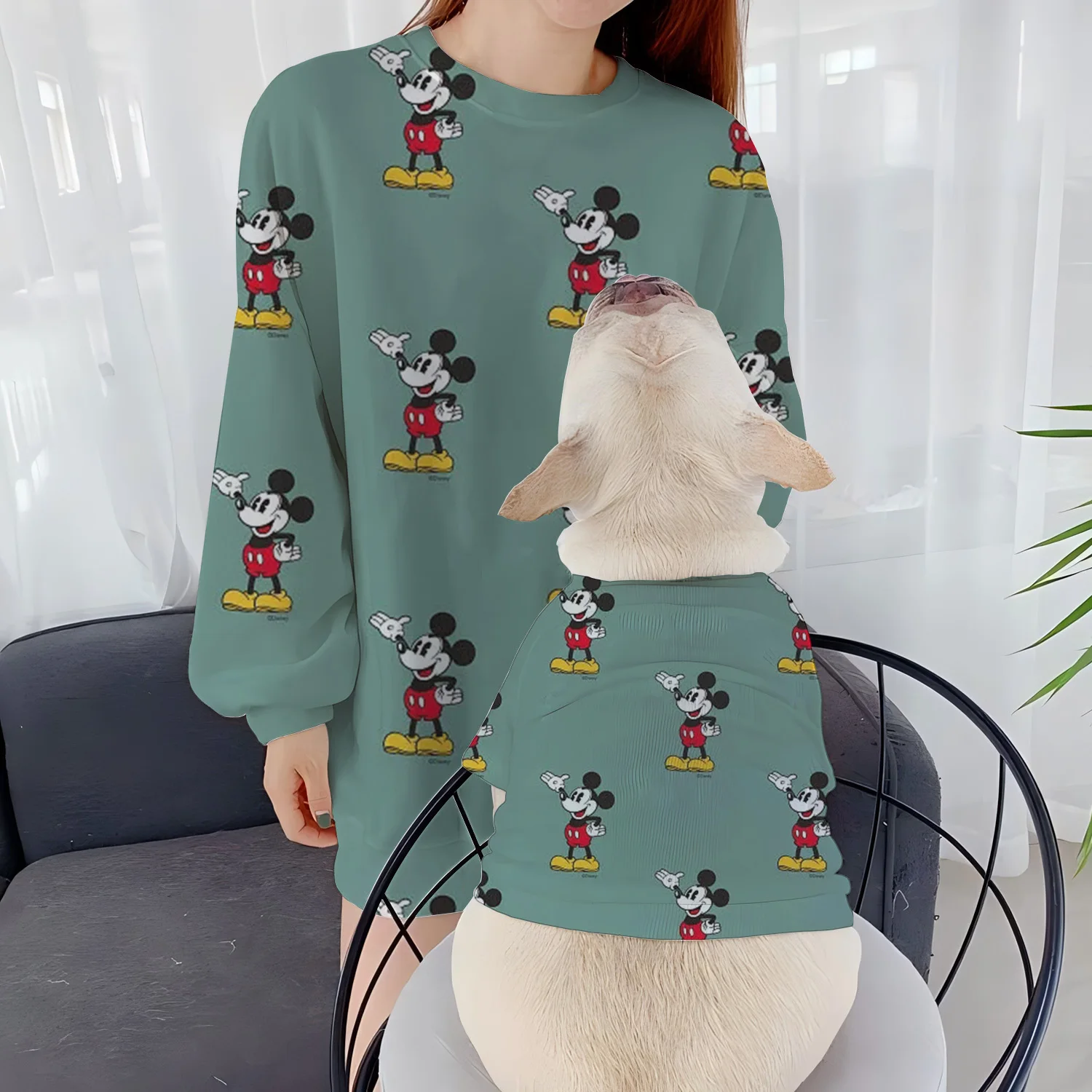 Mickey Winter Clothes Women 2024 Casual Sweatshirts Disney Clothing Dog Long Sleeve Parent-Child Women's Pet Round Neck Pullover