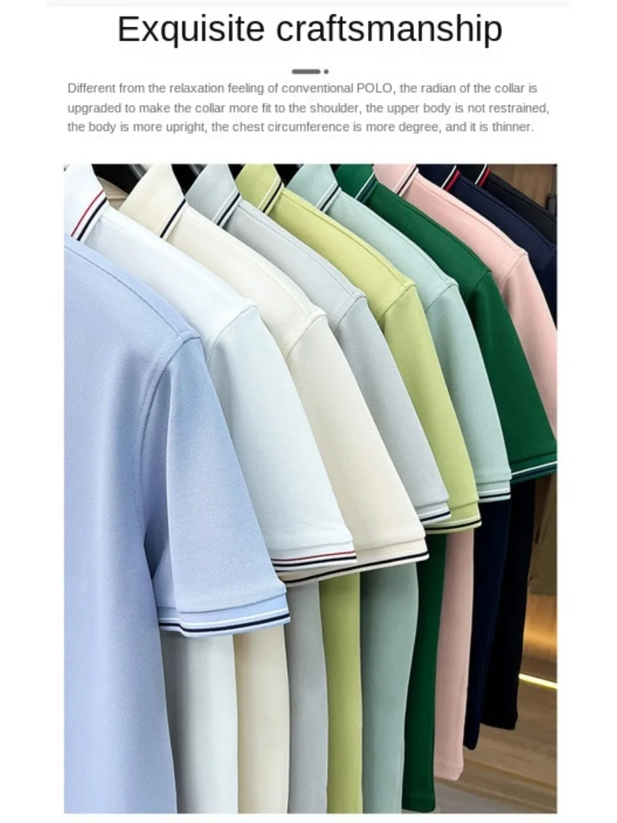 

Men's Short Sleeve Polo Shirt Basic Casual T-Shirt Y2K American Korean Style Thin Multi-Color Option