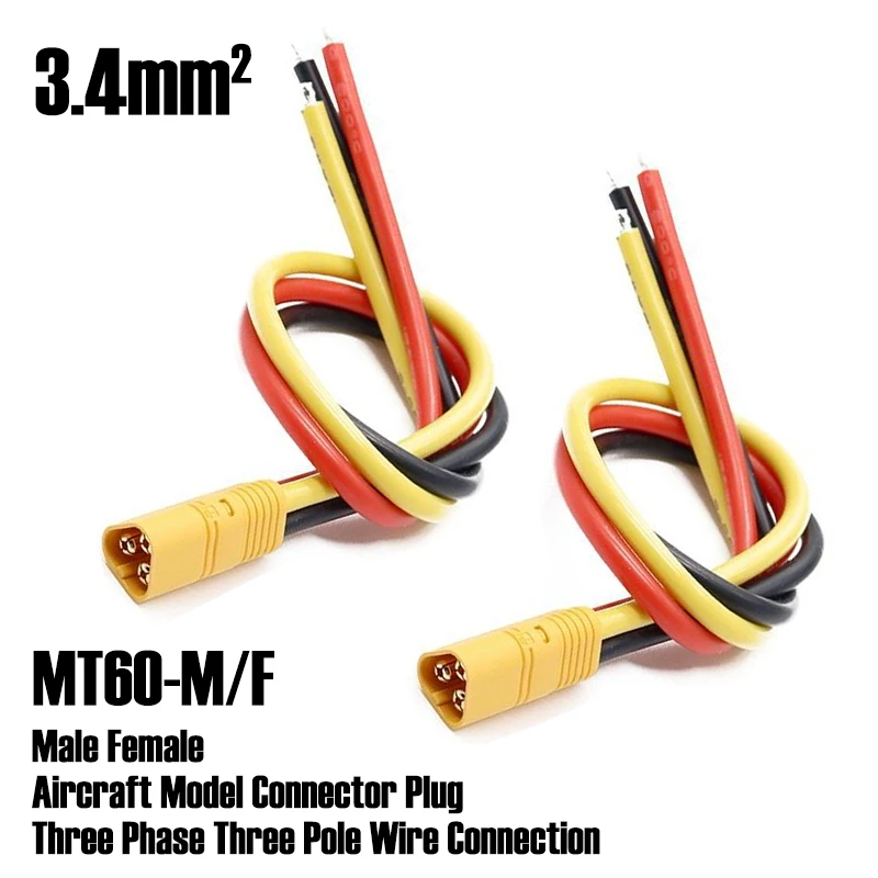 MT60 3-Pole 3 Phase Aircraft Model Connector Plug Male Female Air Docking Electrical Connection Cable for RC Drone Power System