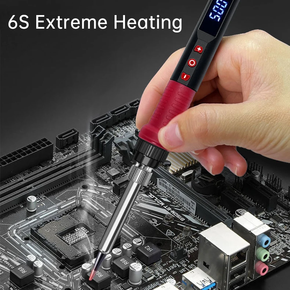 80W Electric Soldering Iron Adjustable Temperature LED Solder Welding Tools Ceramic Heater Soldering Tips