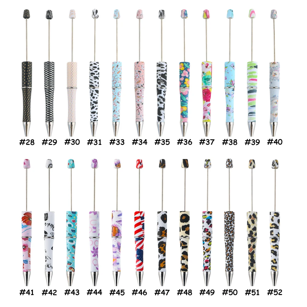 5Pcs/Lot DIY Beaded Ballpoint Pen Plastic Printed Bead Making School Office Writing Supplies Stationery Wedding Gift