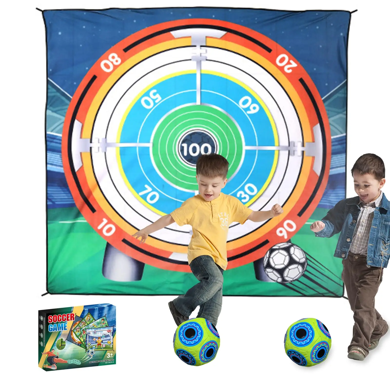 Soccer Game Set Outdoor Indoor Football Sports Training Boy Soccer Toys Soccer Game Mat with Two Sticky Balls Children Gift