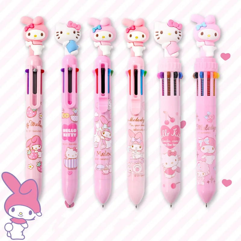 

Cartoon Anime 10 Colors Ballpoint Pen My Melody Hello Kittys Cartoon Kawaii Sanriod Stationery Cute Student Writing Gel Pens