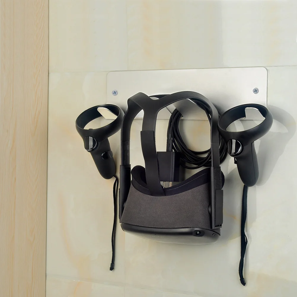

Universal Vr Storage Rack Wall Mount Silver Grey Durable Holder For Controllers Space Saving Gaming Organizer