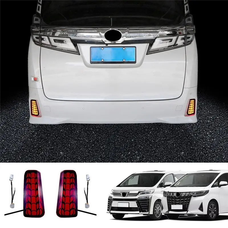 Excellent-Car LED Rear Bumper Fog Lights Brake Lights Dynamic Turn Signal Lights For Toyota ALPHARD/VELLFIRE 30 Series Accessori