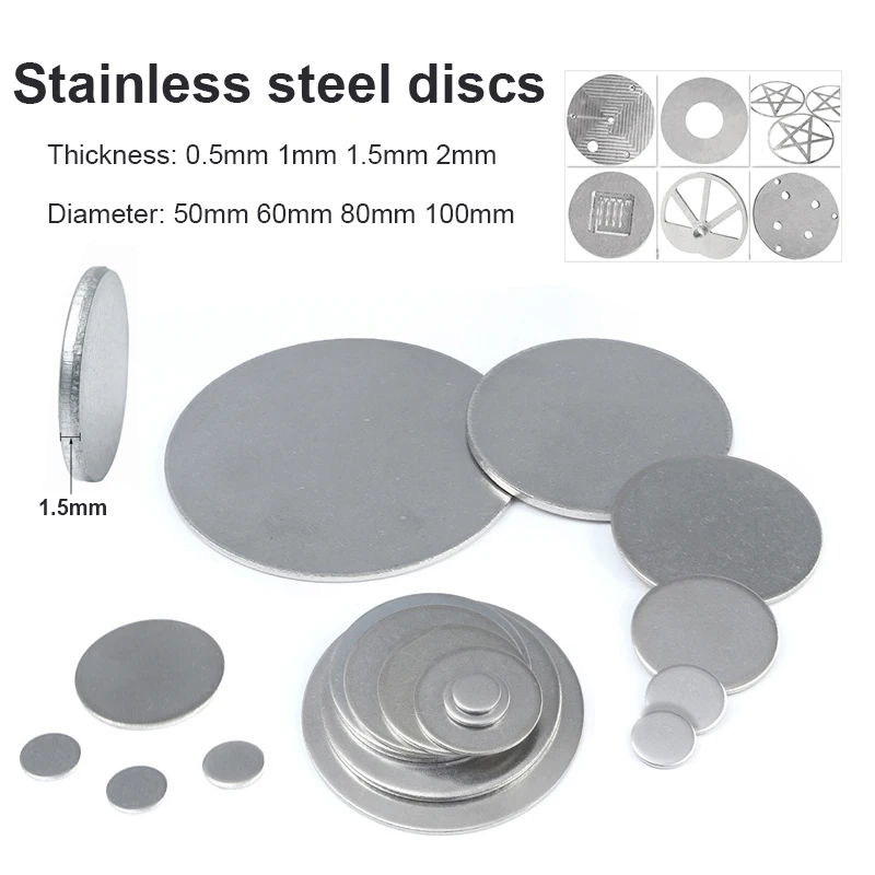 1 piece 304 stainless steel disc round gasket diameter 50mm-100mm thickness 0.5 /1 /1.5 / 2mm stainless steel round gasket