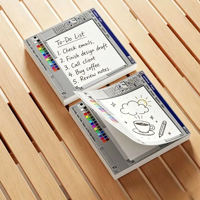 50 Sheets/set Vintage Computer Sticky Notes for Artists & Office Use，Family To-do List Record，Drawing Sticky Notes， for Everyone