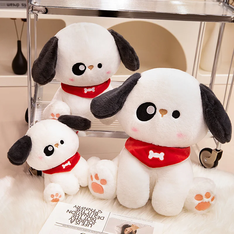 Cartoon Simulated Spotted Puppy Plush Toys Home Decor Sit Scarf Dog Soft Cute Birthday Gift High Quality Creative Stuffed Doll