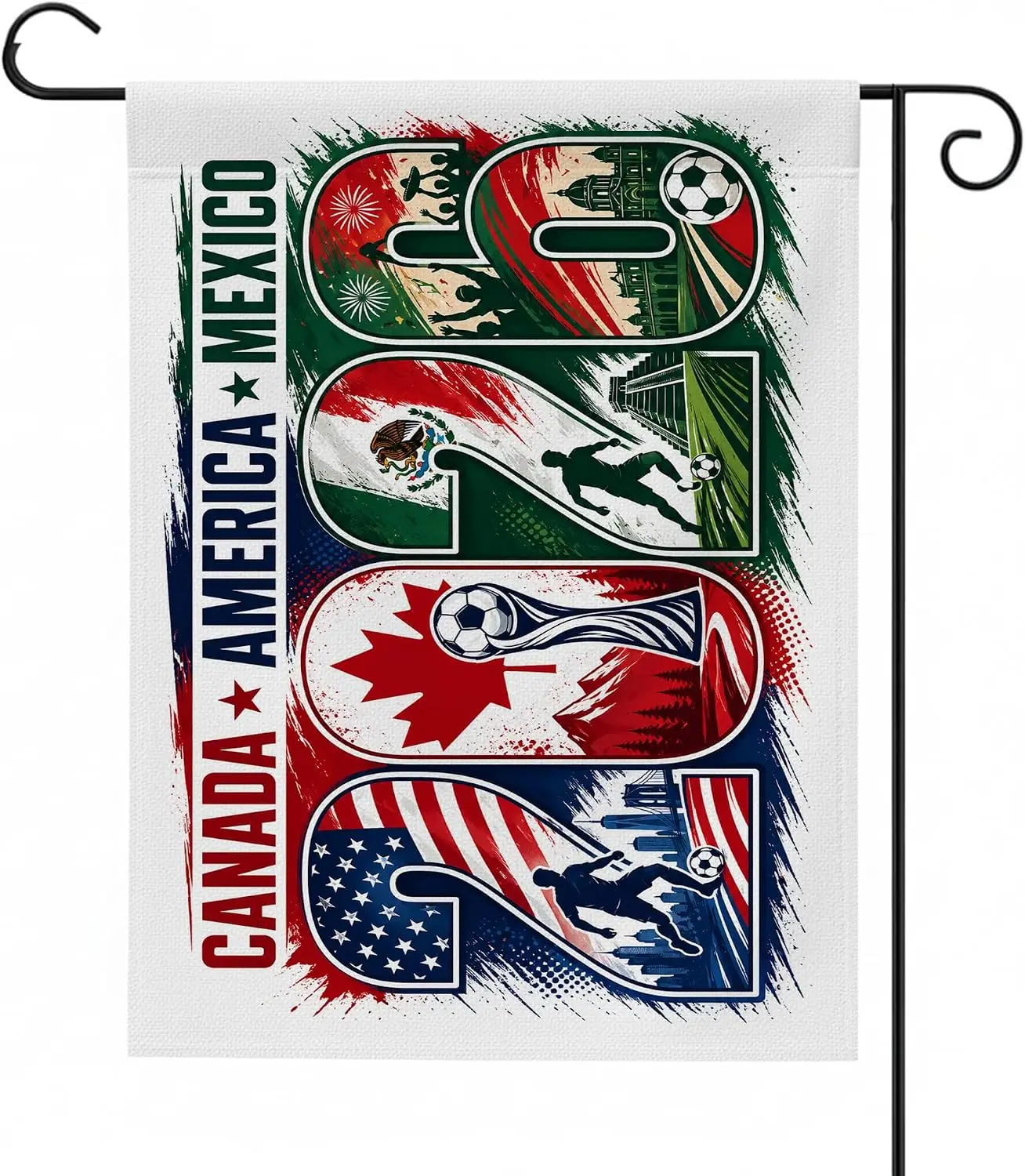 Soccer Garden Flag with Pole Stand by DC Compatible with F1FA | World Cup 2026 Soccer Party Decorations Garden Flag | Double PPZ