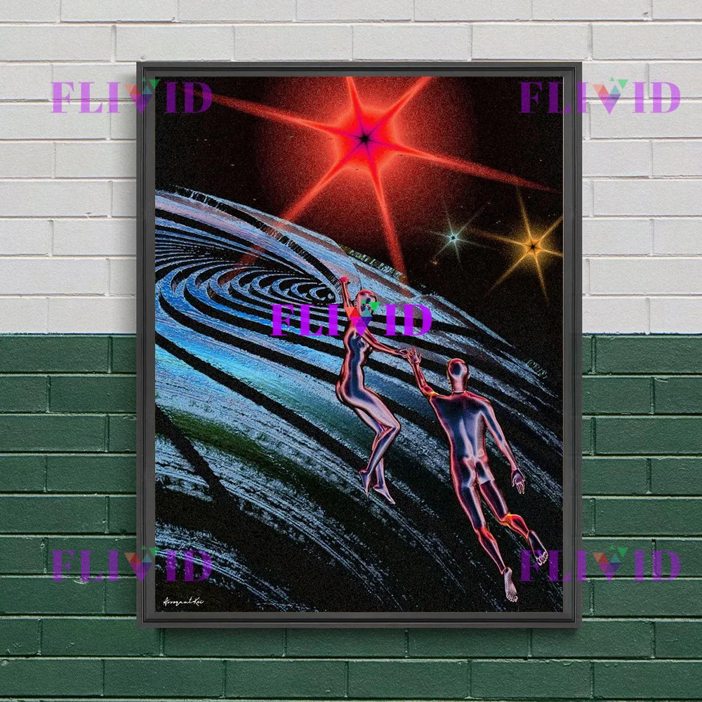 Abstract Radiant Metallic Texture Wall Art Canvas Painting,Fantasy Creature Higher Life Form Art Poster Mysterious Print Decor