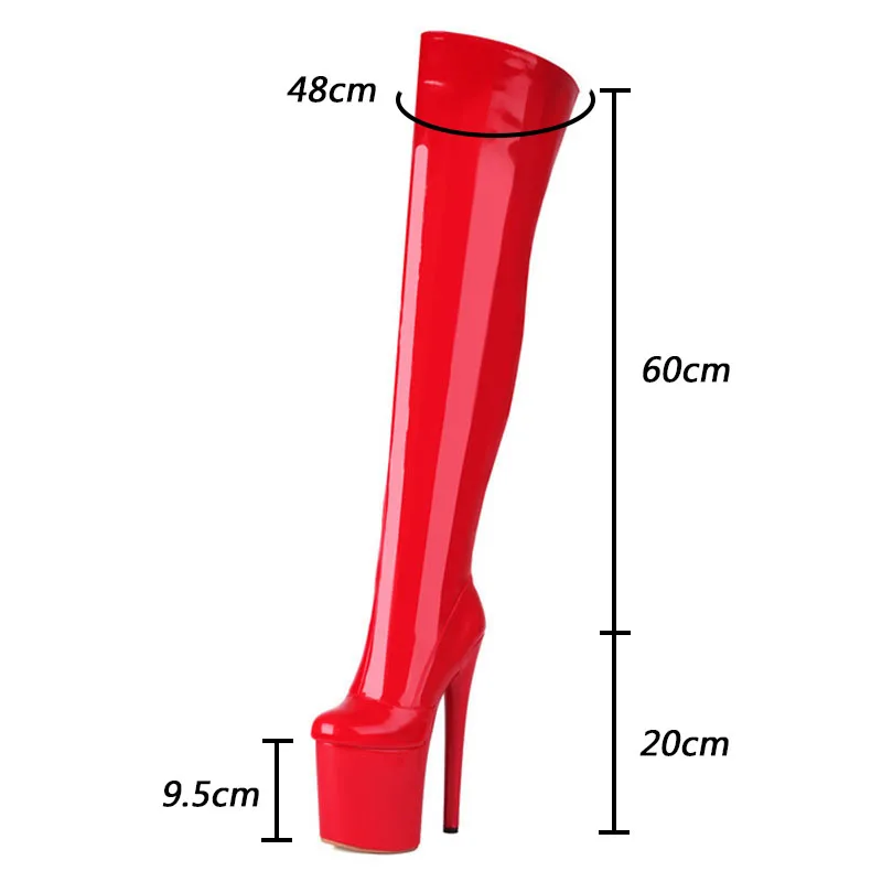 Sukeia Women Winter Over Knee Boots Glossy Ultra High Heels Round Toe Beautiful Silver Party Shoes Ladies US Plus Size 4-10.5