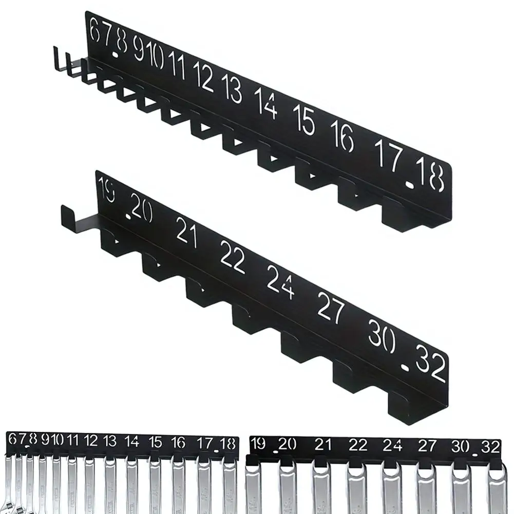 Heavy-Duty Magnetic Tool Organizer Rack - Wall-Mounted Metal Garage Storage System with Numbered for Screwdriver, Wrench