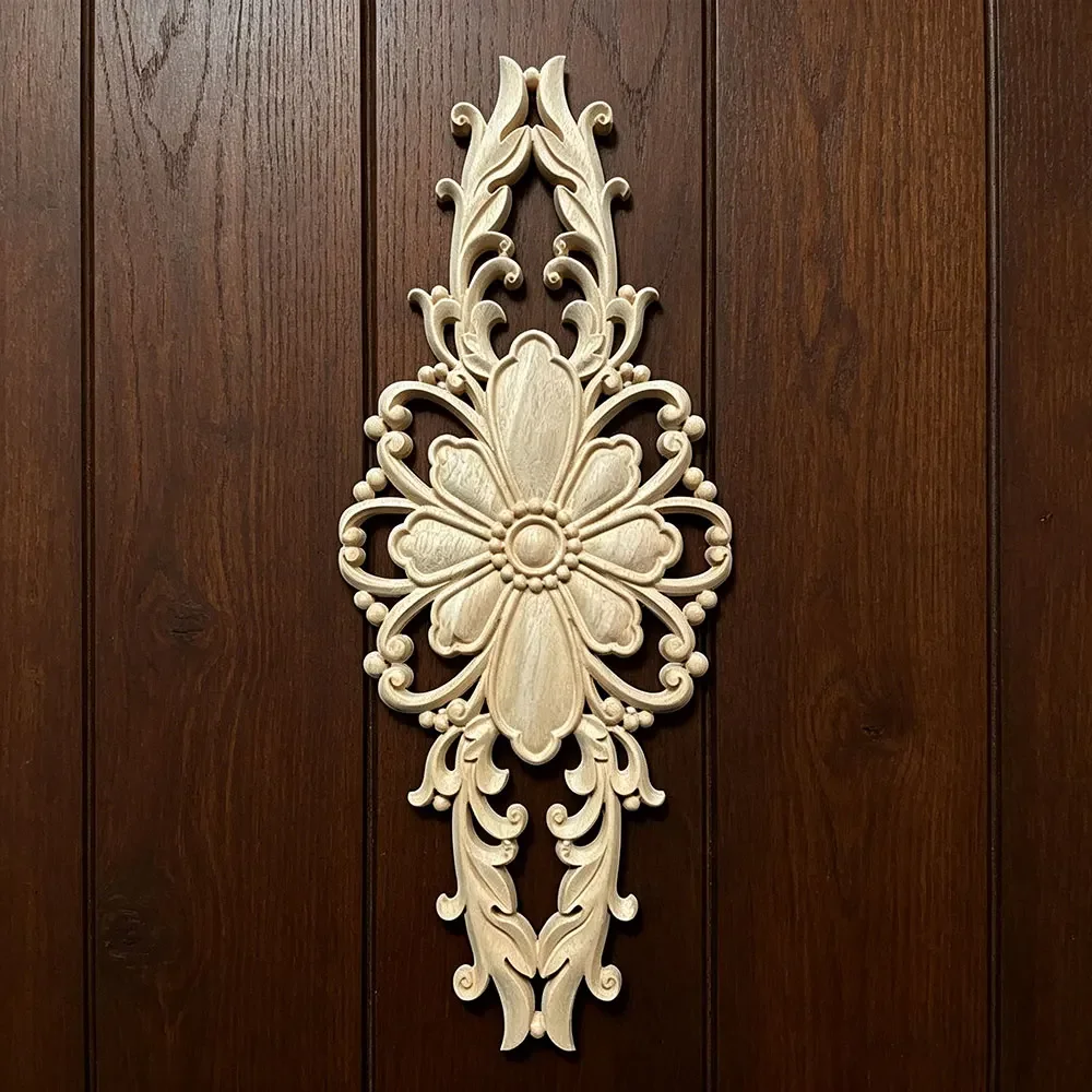 Wooden Furniture Appliques Luxury Living Room Decoration Home Decor Antique Onlays Mouldings Unique Natural Floral Wood Carved