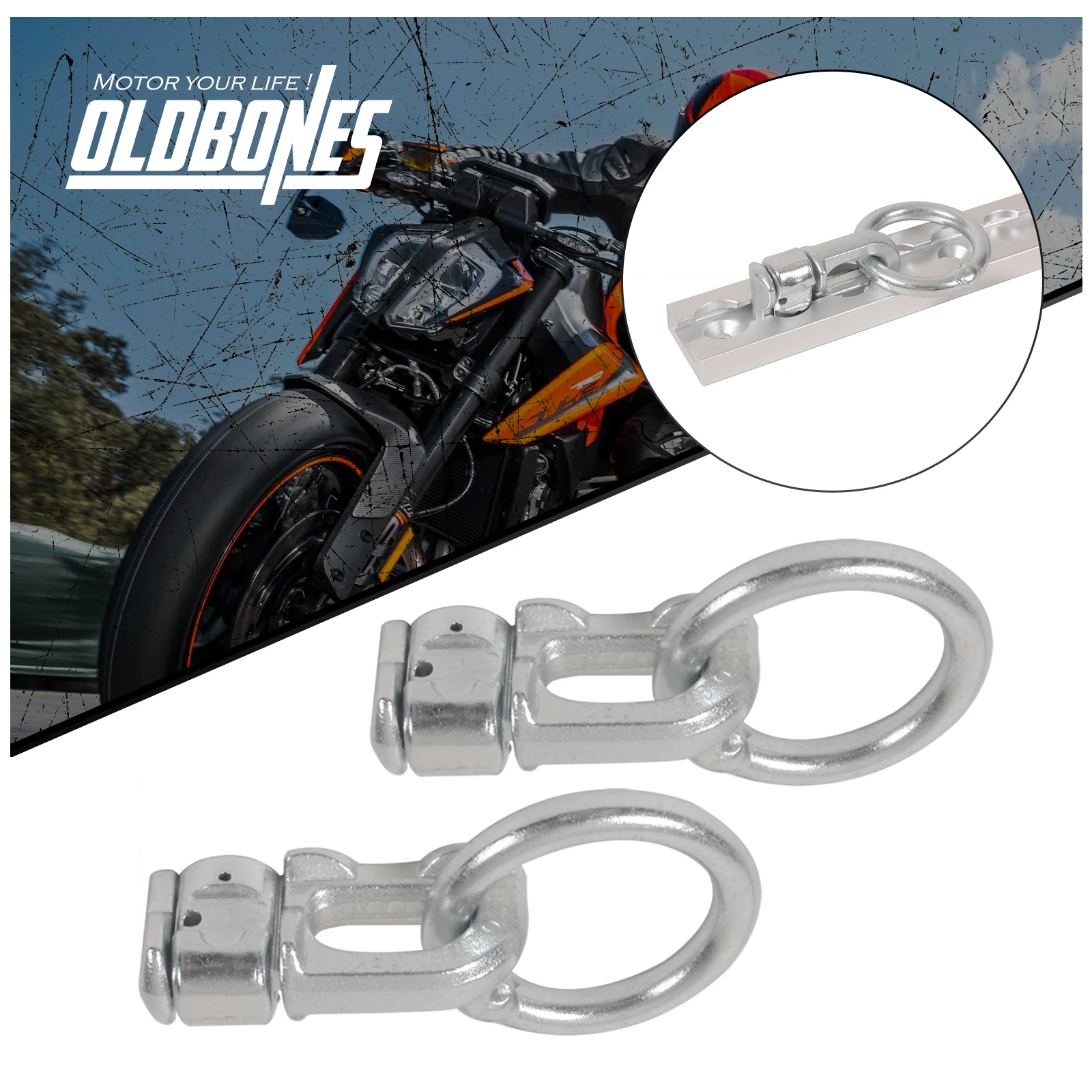 2PCS L-Track Double Stud Tie Down Fitting With O Ring Fixed Anchor Point Tie Down Strap Accessories