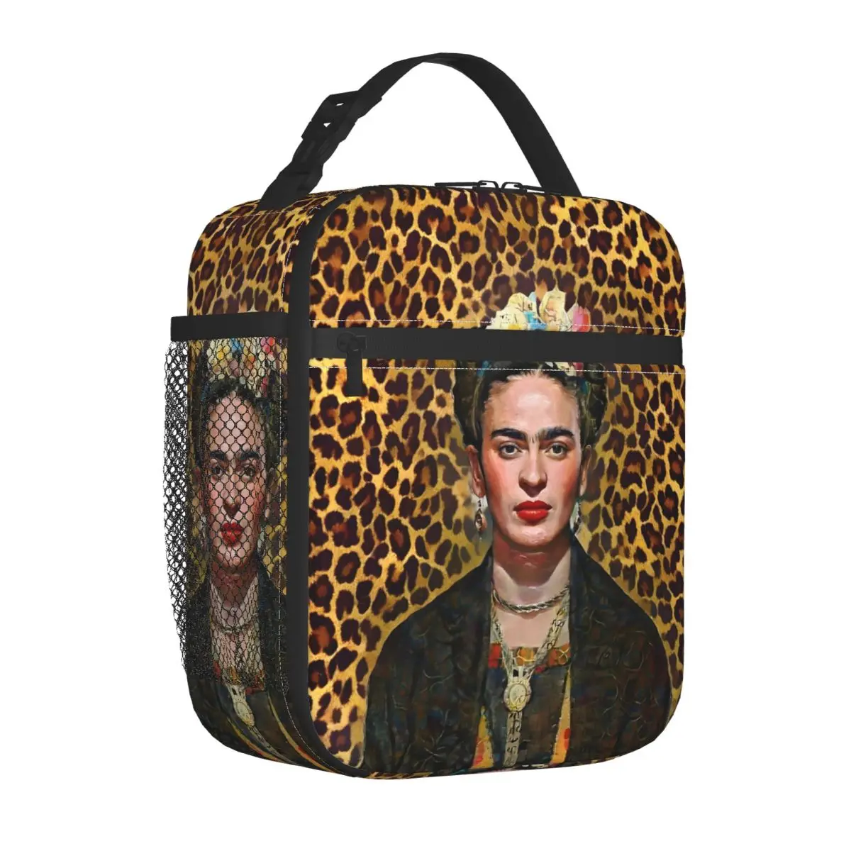 

Leopard F-Frida K-Kahloes Insulated Lunch Bag Large Lunch Container Cooler Bag Tote Lunch Box Beach Picnic Food Bag