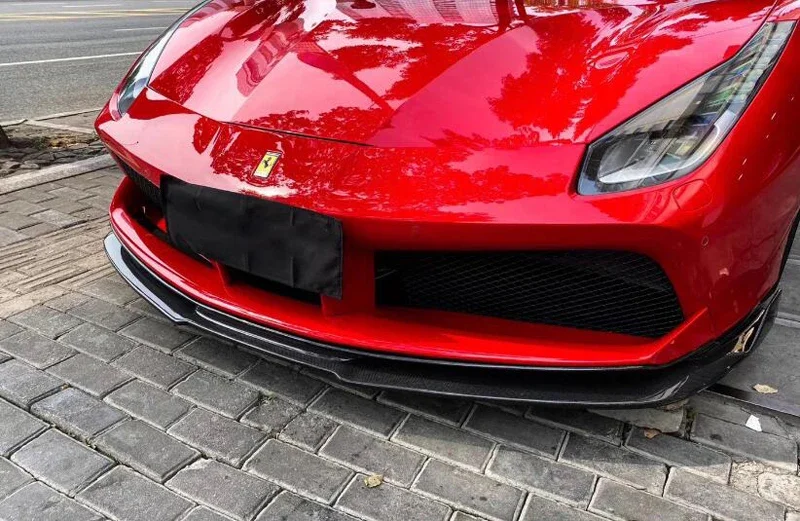 For 2015-18 Ferrari 488 GTB Carbon Fiber Front Bumper Splitter Spoiler Lip Vor Style