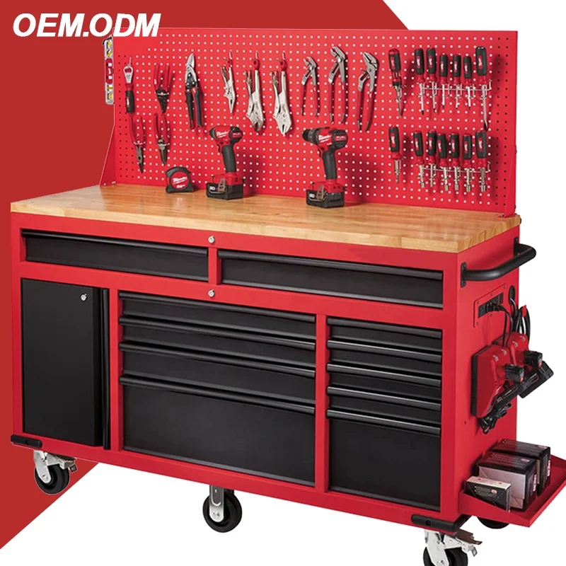 

China OEM 11 Drawers Metal Mobile Workbench Cabinet Work Station Tool Storage Chest Garage