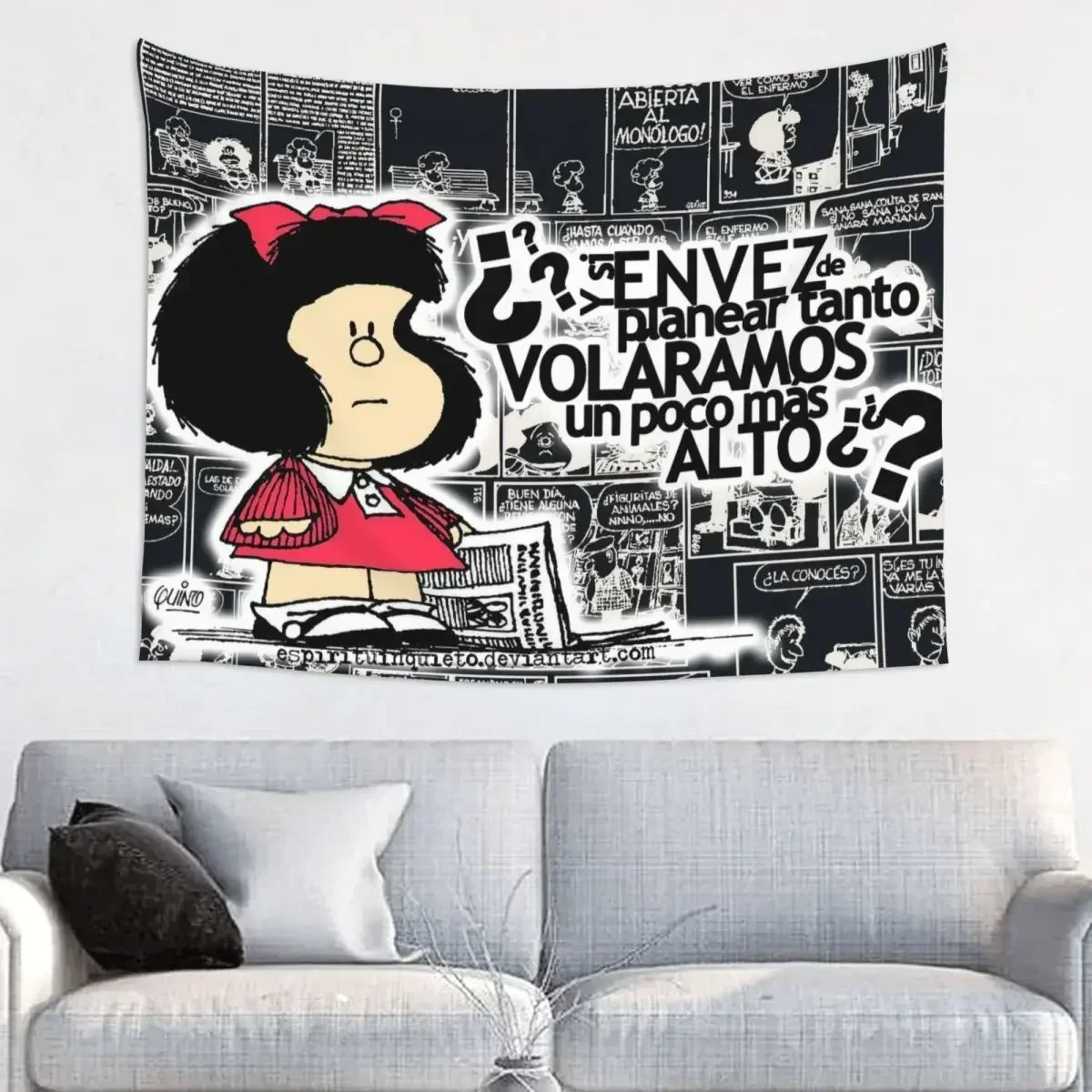 

Cute Mafalda Tapestry Wall Hanging Hippie Fabric Wall Tapestry Anime Cartoon Bohemian Blanket Room Decor Wall Cloth