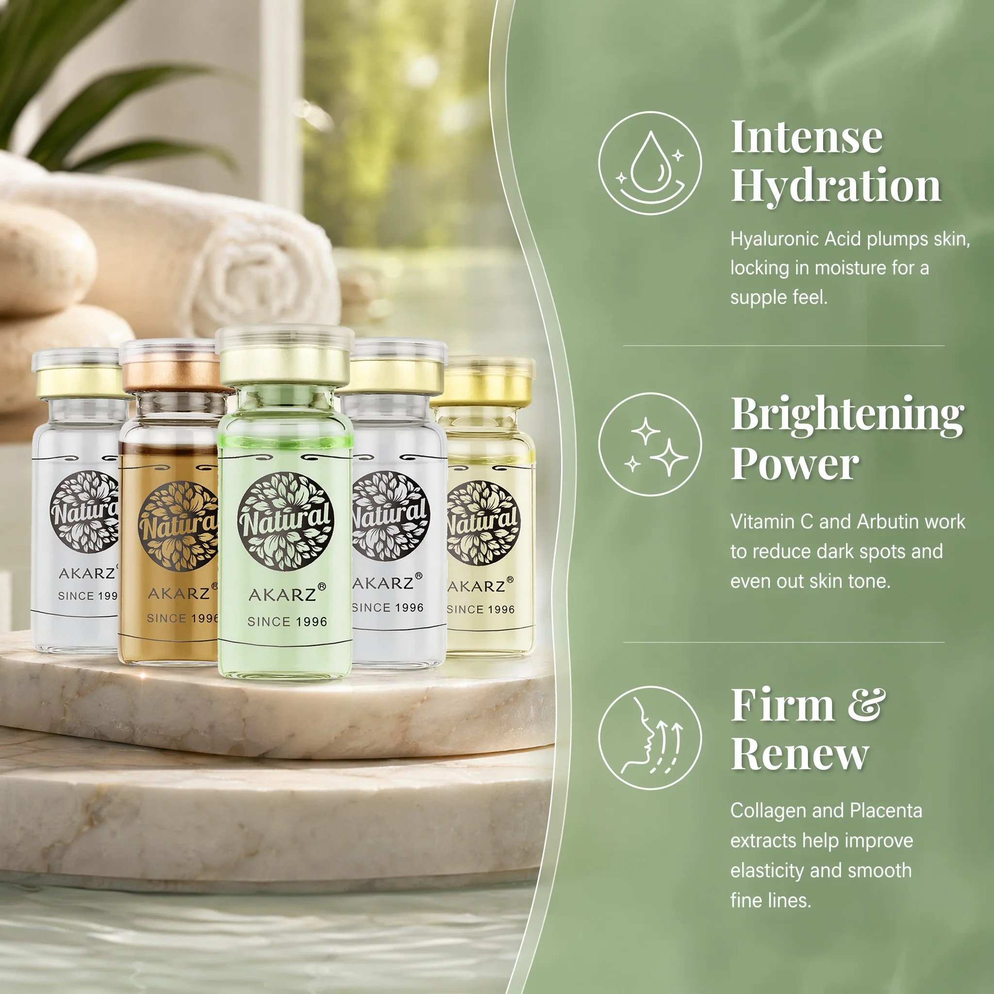 Anti-aging Sets Super AKARZ  Hyaluronic acid+Collagen+placenta+vitamin c serum+arbutin serum face 10ml*5