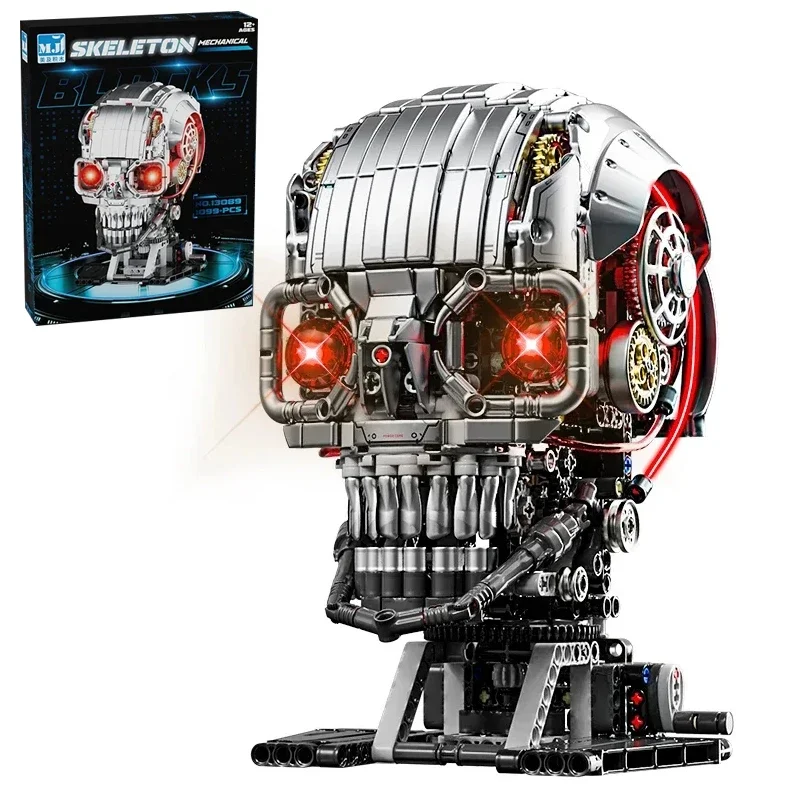 

13089 Механическая модель черепа, 1099 шт., набор строительных блоков с подсветкой, обучающая головоломка для подростков, кирпичные игрушки, подарок для детей и взрослых
