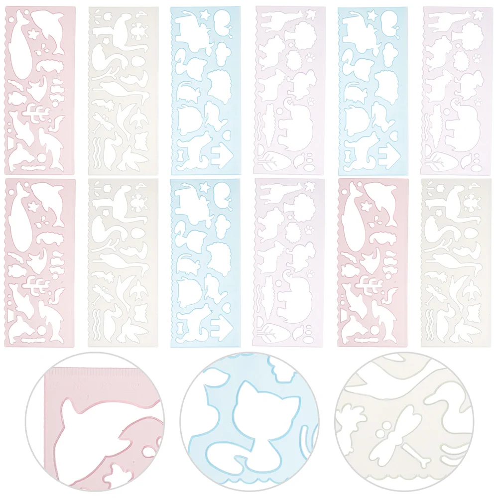 

24 Pcs Drawing Ruler Animal Child Ocean Stencils Pp and Templates for Painting Kids Mold