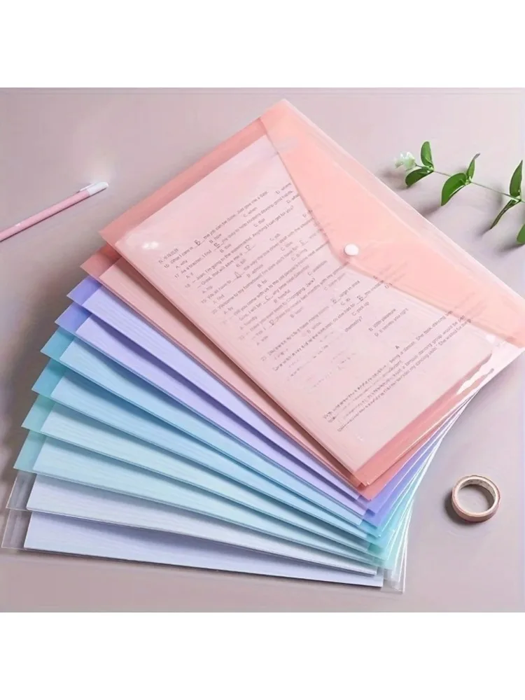 10 stuks A4 transparante plastic dossiermappen waterdichte PP documentenopbergzakken studententestpapieren en kantoororganisatiebenodigdheden - afbeelding 2