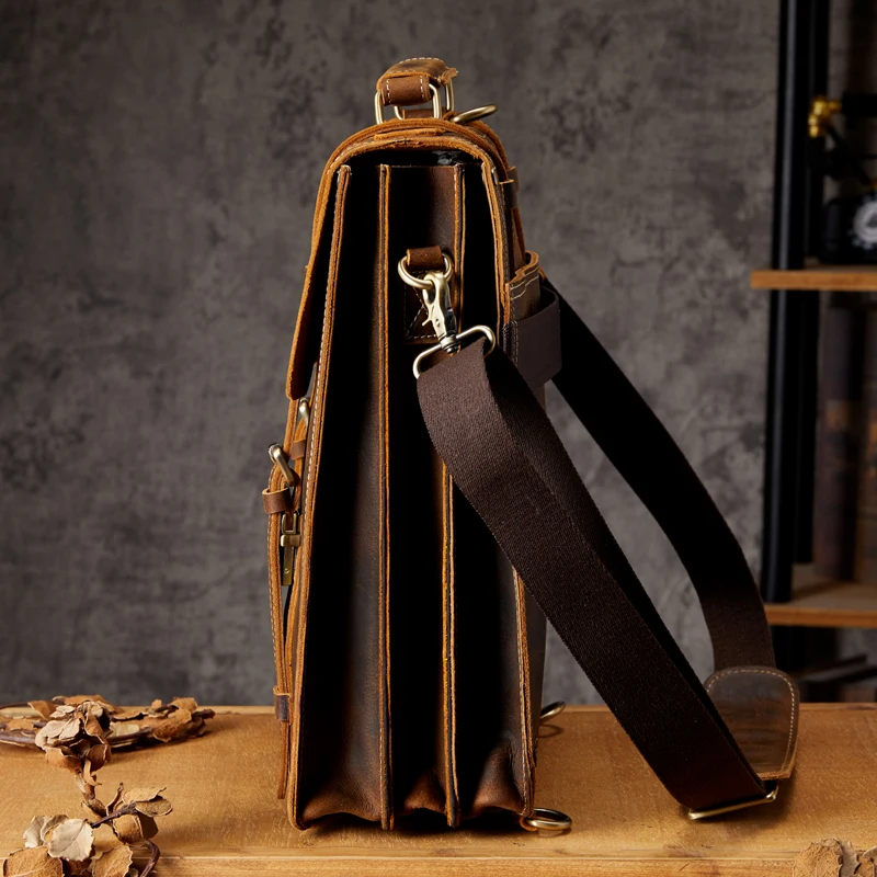 Handmade England Style Crazy Horse Leather Shoulder Bag Vintage Genuine Leather Cross body Bag Casual Cowhide Backpack For Men