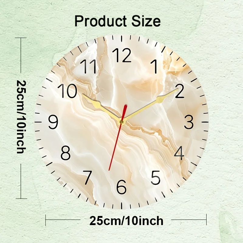 Cream Marble Texture Themed Acrylic Wall Clock, Translucent Acrylic Material Design, Quiet Quartz, Silent Non-Ticking Round Clock for Home, Office, Kitchen, Garage, Gift for Birthday, Christmas, Halloween, AA Battery (Not Included), Easy to Hang