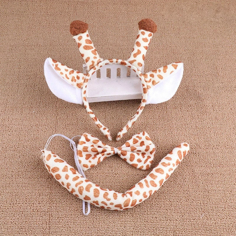 Kids Animal Headband Cute Bear Tiger Panda Elephant Cat Ear Headpiece Birthday Party Accessory Cute Girls Boys Performance Props