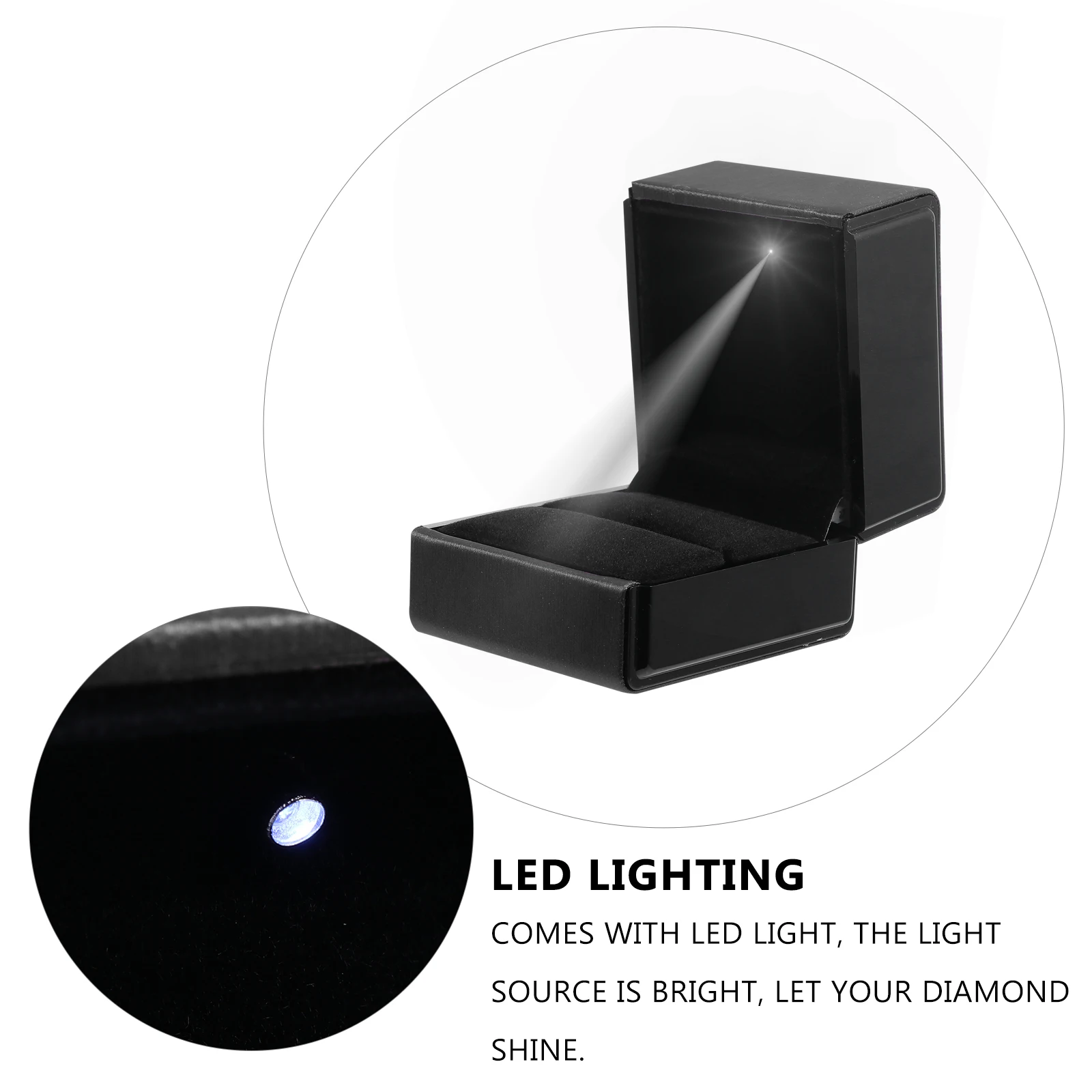 

2 Pcs LED Ring Box Mini Jewelry Storage Case for Heart Hoop Earrings ganizer Elegant Necklace Box Bright Diamond Protective