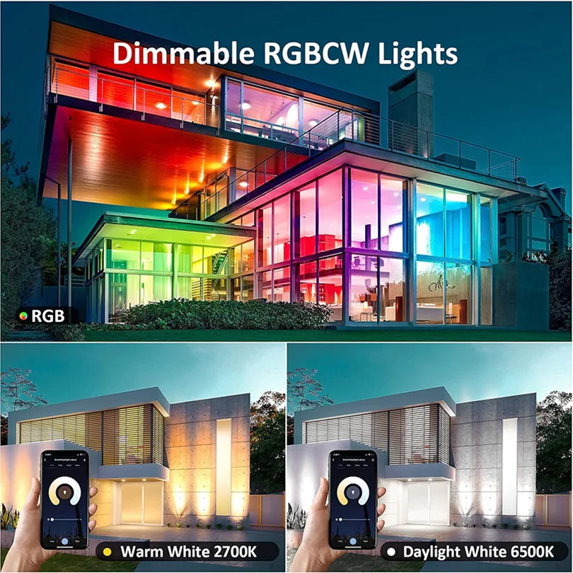 RGBCW スマート Led フラッドライト 50W、500W 相当屋外変色 LED 景観ライト、1600 万色 & タイミング & 音楽同期