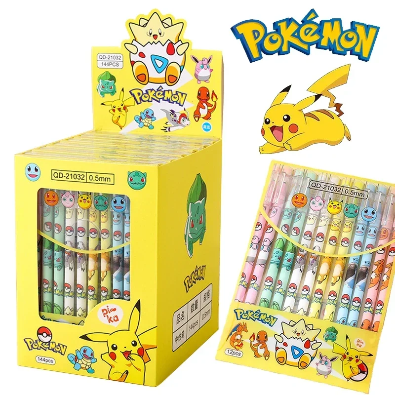 12 قطعة/صندوق البوكيمون بيكاتشو قلم محايد اللون أسود أزرق قابل للمسح الكتابة قلم توقيع بنين بنات طالب طالب القرطاسية الاطفال هدية #1