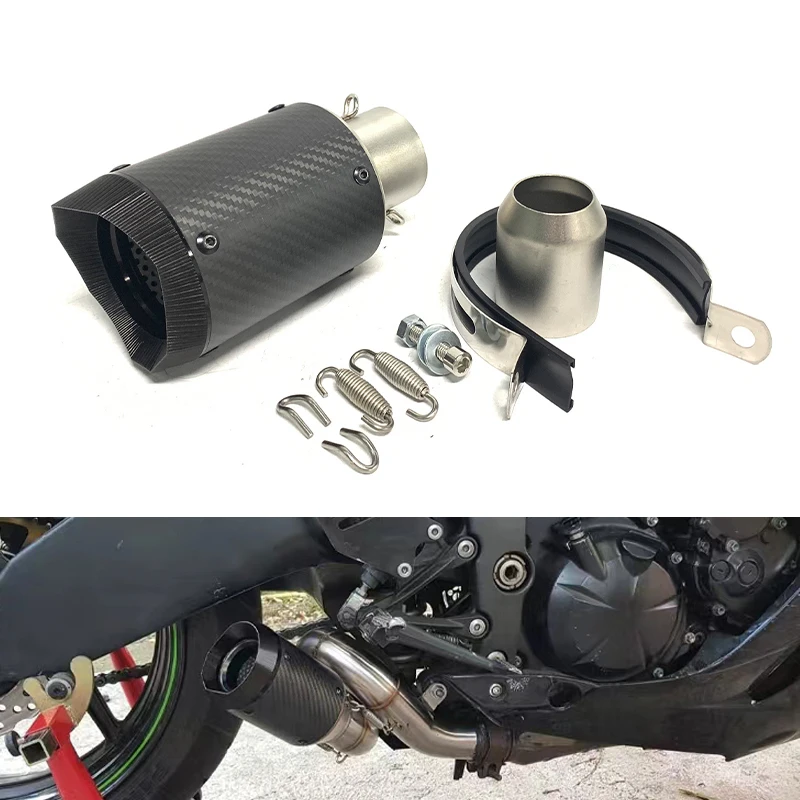 Racing Escape Carbon Fiber Motorcycle Muffler 60.5mm 51mm Sport Bike Exhaust Without DB Killer