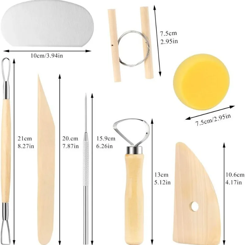 8 Piece Set DIY Clay Ceramics Molding Tools Wood Knife Pottery Tool Practical Sculpting Cutters for Polymer Clay Tools