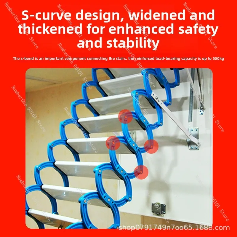 Attic telescopic folding invisible duplex energy indoor stairs multi-function villa lifting and stretching simple ladder