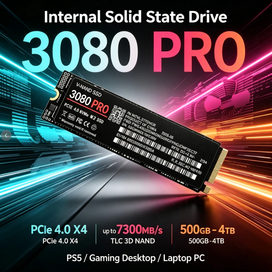3080 PRO M.2 NVMe SSD 7300MB/s TLC 3D NAND 2280 Internal Solid State Drive 500GB‑4TB For PS5 Gaming Desktop Laptop PC Storage