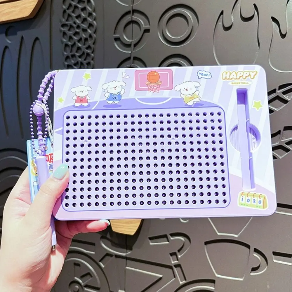 Magnetic Steel Ball Drawing Board Puzzle Fun Doodle Board Keychain Cartoon Sketch Pad Backpack Key Chain Learning Educational