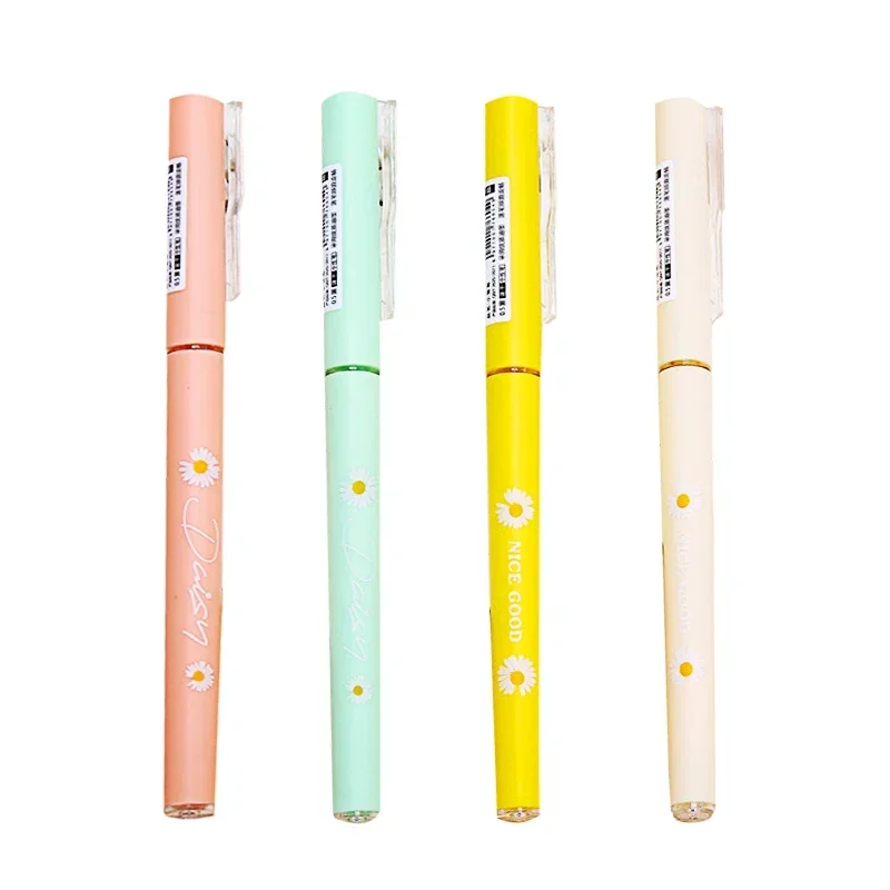 4Pcs\Set  Kawaii GelPens Korean Stationery 0.5mm Writing Black Ink Macaron Color for Office Accessories Cute School Supplies2024