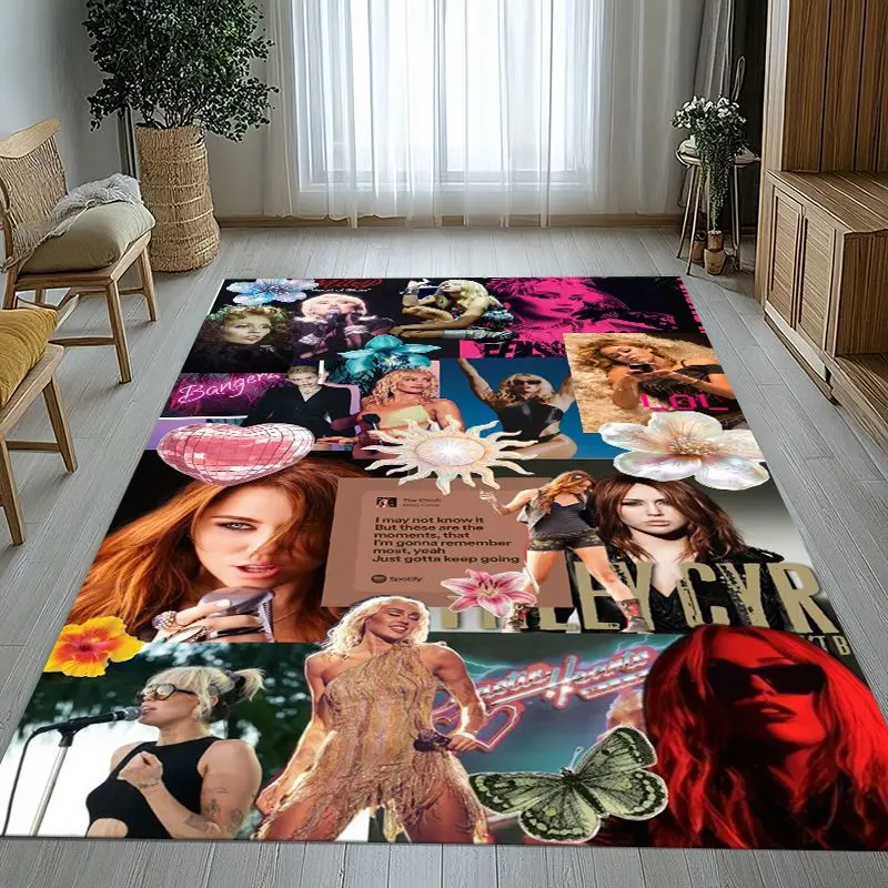 POP Star Miley Cyrus Wrecking Ball Flowers Soft Non-Slip Large Area Rug for Living Room,Bedroom Carpet Mat for Sofa,Home Decor