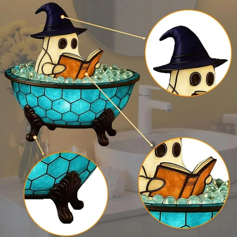 Factory Direct 2026 Halloween Ghost Bubble Bath Lamp, for Indoor Book Lover Desk Home, Cute Bathtub Ghost Night Lights for Hallo