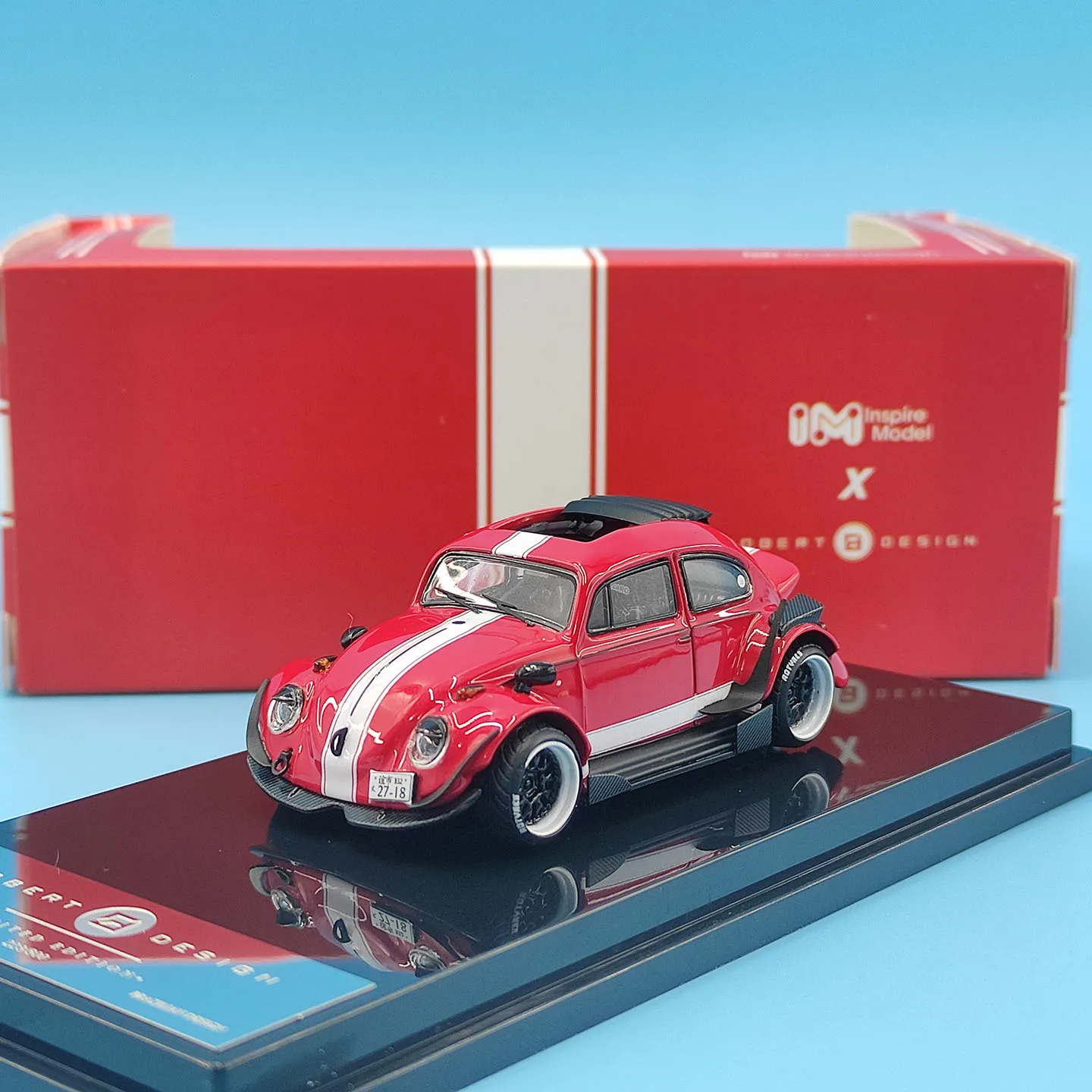 Diecast IM 1:64 Scale VW RWB Red Sunroof Edition Alloy Car Model