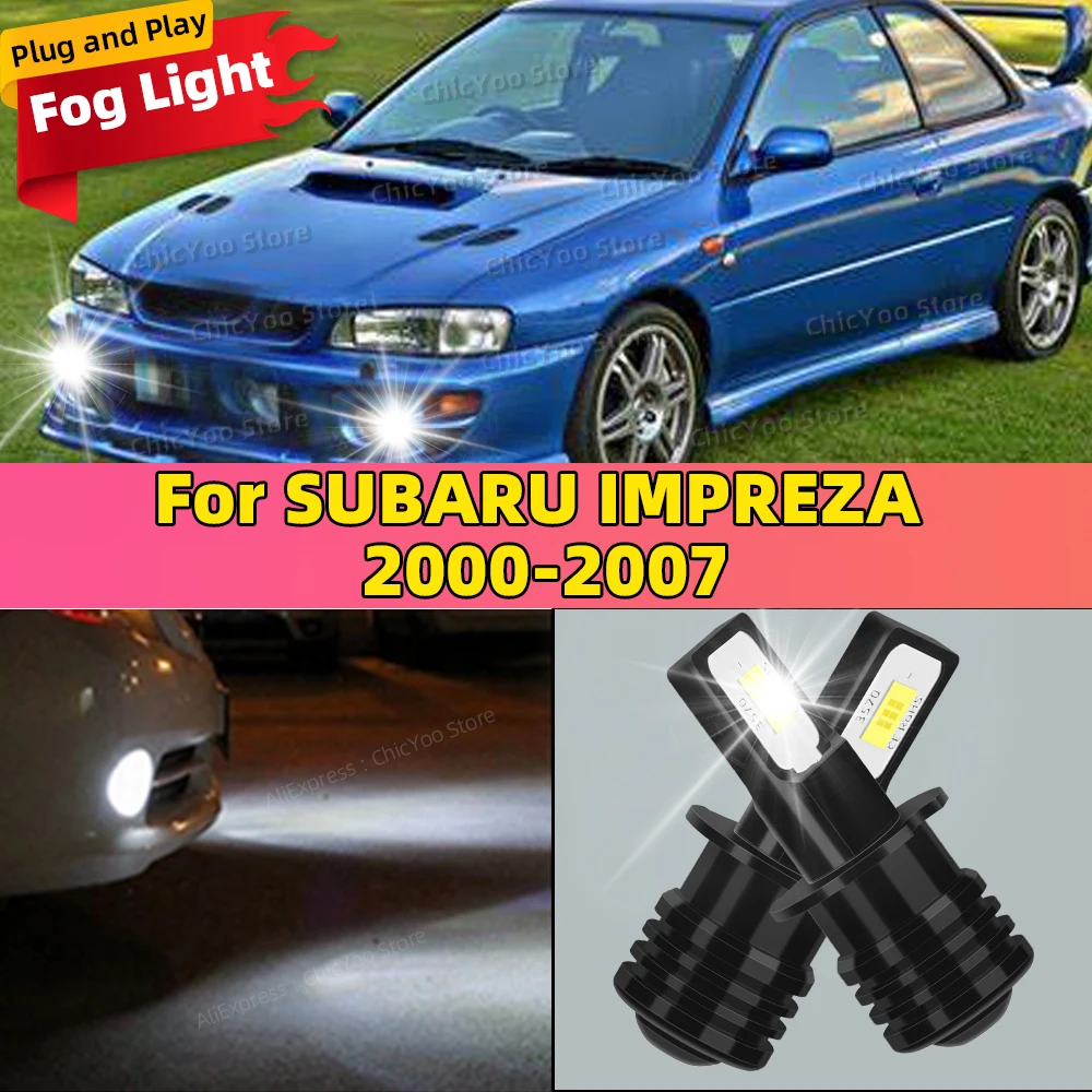 2PCS 20000LM Car LED Fog Light Bulb For SUBARU IMPREZA 2000 2001 2002 2003 2004 2005 2006 2007 Replace 6000K Auto Fog Lamp