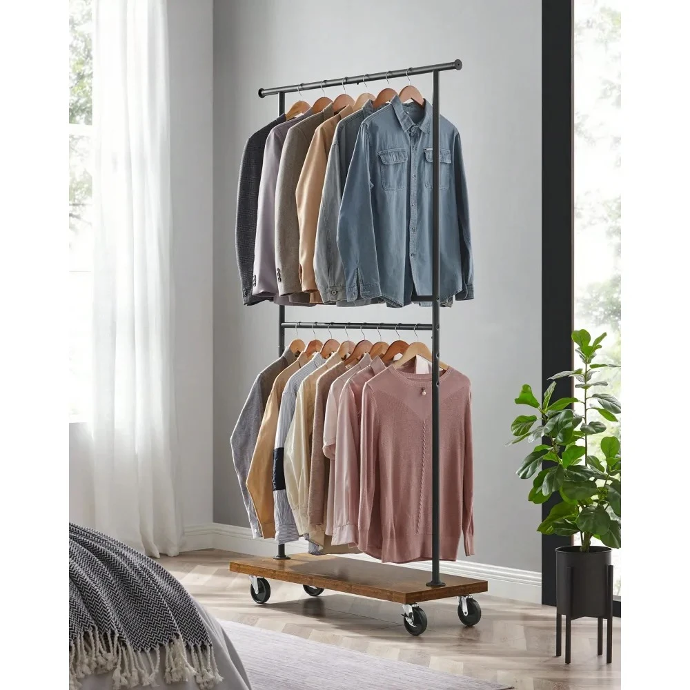 

Clothes Rack, Clothing Rack With Wheels, 43.366.9 Inch Extendable Bar, HeightAdjustable Garment Rack, 332 Lb Load, 2 Brakes, He