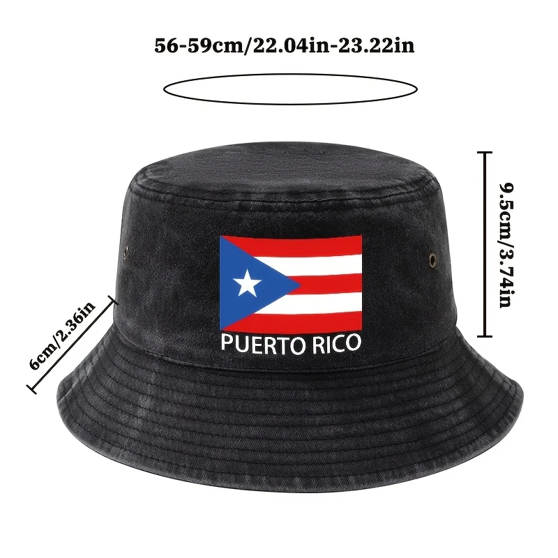 2026 Football Event Puerto Rico Flag Printed Fisherman Hat, a Stylish And Versatile Unisex Bucket Hat, Perfect for Outdoor Activ