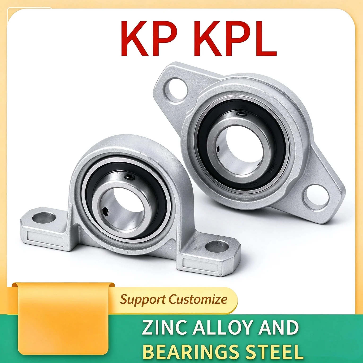 1Pc Bore Ball Bearing Pillow Block Mounted Support Zinc Alloy Diameter 8mm-20mm KFL08 KFL000 KFL001 KP08 Steel Support Customize