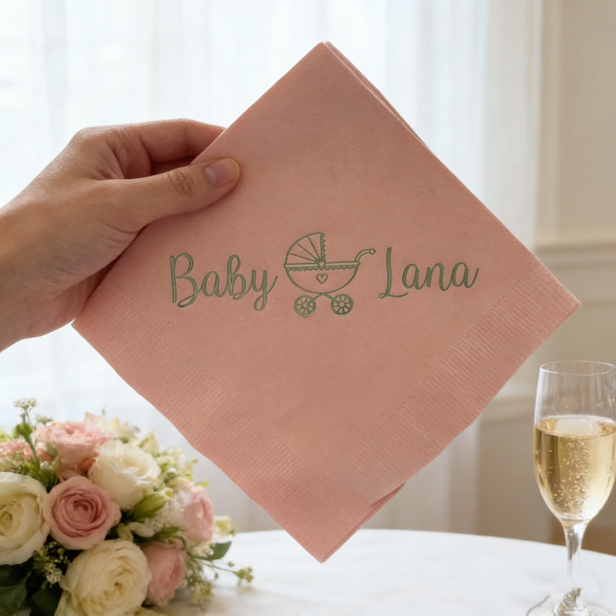 

50 шт. персонализированных салфеток для детских колясок, индивидуальные полотенца для гостей на вечеринку в честь рождения ребенка и церемонии именования, для коктейльных ужинов, все размеры