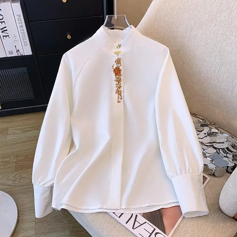 

Новая китайская вышитая блузка Ханьфу для женщин: модный, уникальный, высококачественный, универсальный топ для весны и осени